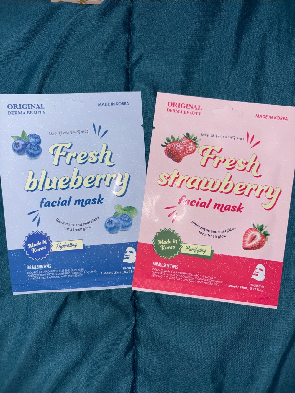 2 - Fresh Blueberry & Strawberry Facial Masks – Hydrating Sheet Mask by Original